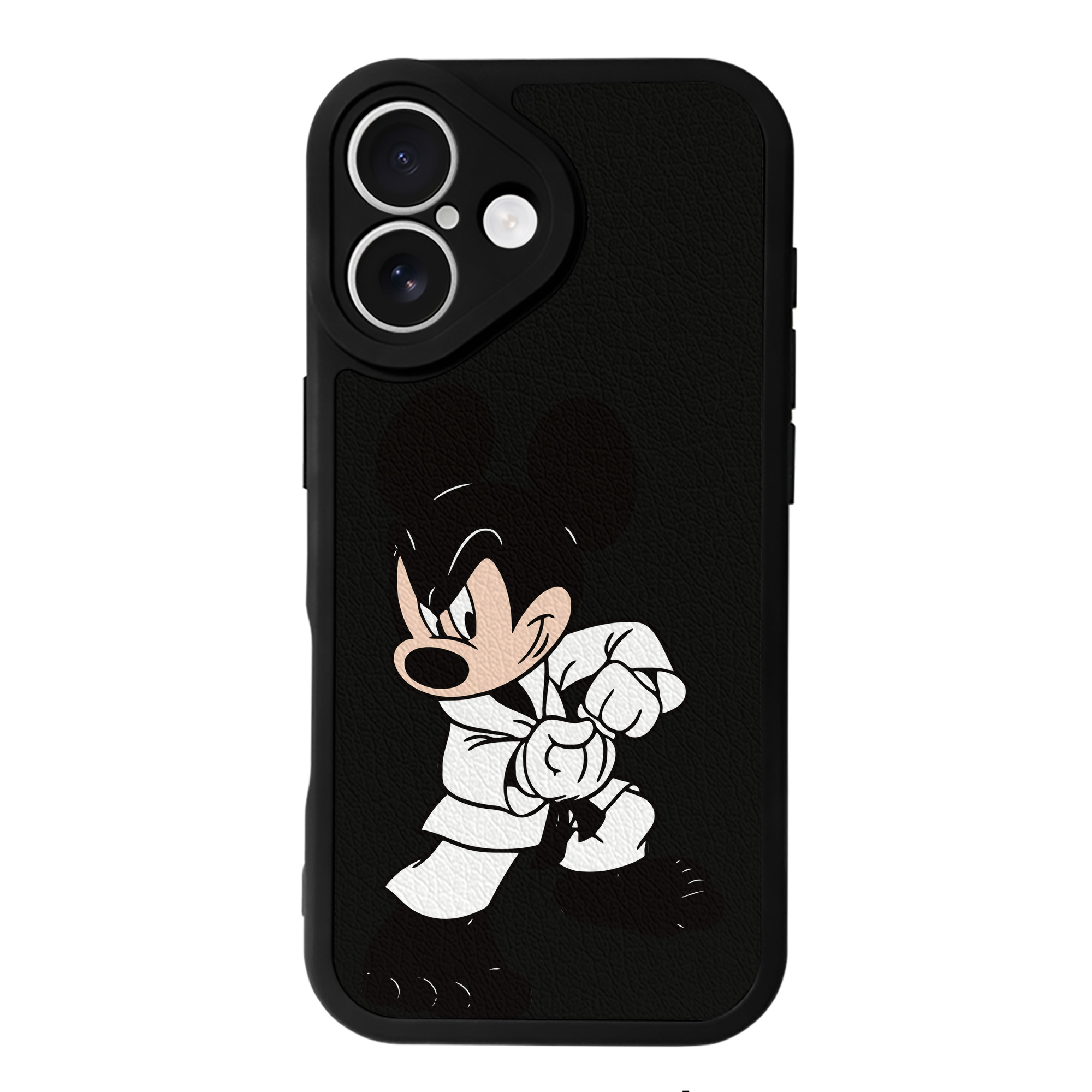 （画像用） ミッキーマウス Mickey Mouse 【iPhone 16シリーズ対応】シリコンスマホケース（レザー調） 材質：シリコン